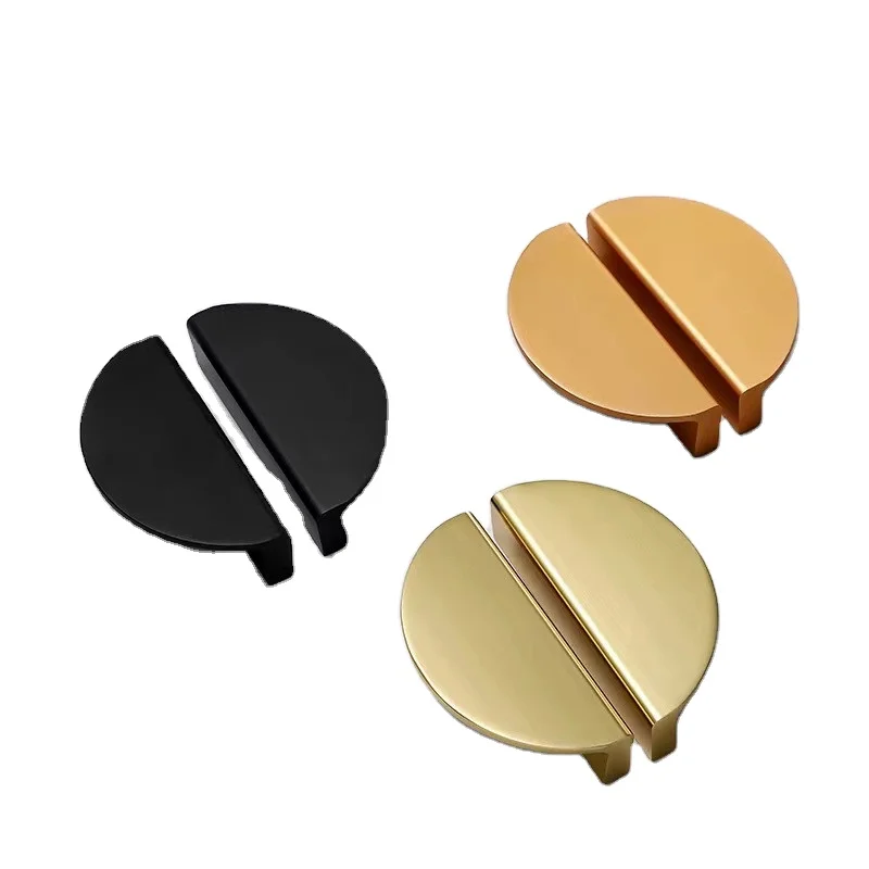 64mm 96mm Half round chest door drawer pull aluminum alloy half moon shape black gold small handle