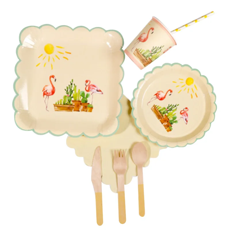 Оптовая продажа с рисунком мороженого на день рождения одноразовый набор посуды для вечеринок