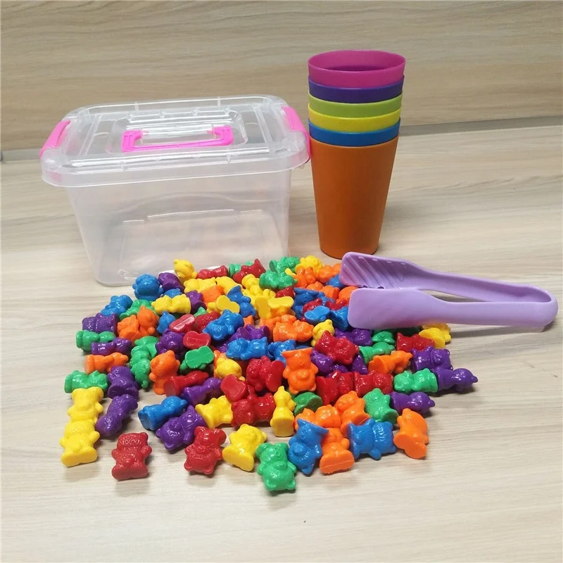 montessori toys  Plastic Colorful Counting Bears with Matching Sorting Cups