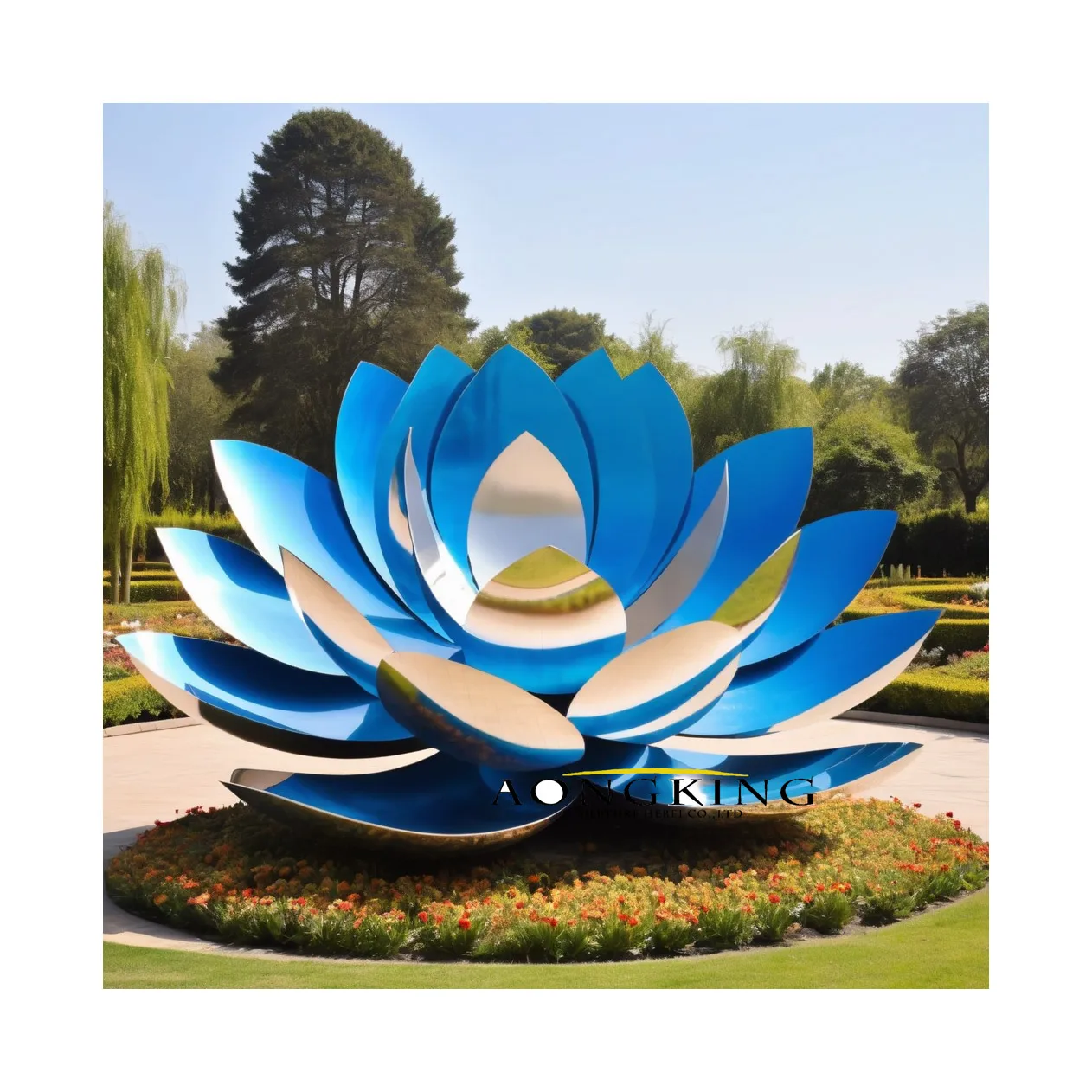 new product Outdoor Garden Rose Stainless Steel Sculpture Large Garden Sculpture