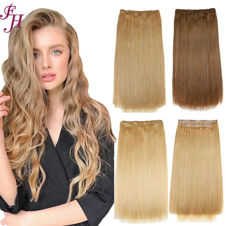 FH wholesale double weft drawn remy clip ins natural virgin hair clip in extensions clip in hair extensions 100% human hair