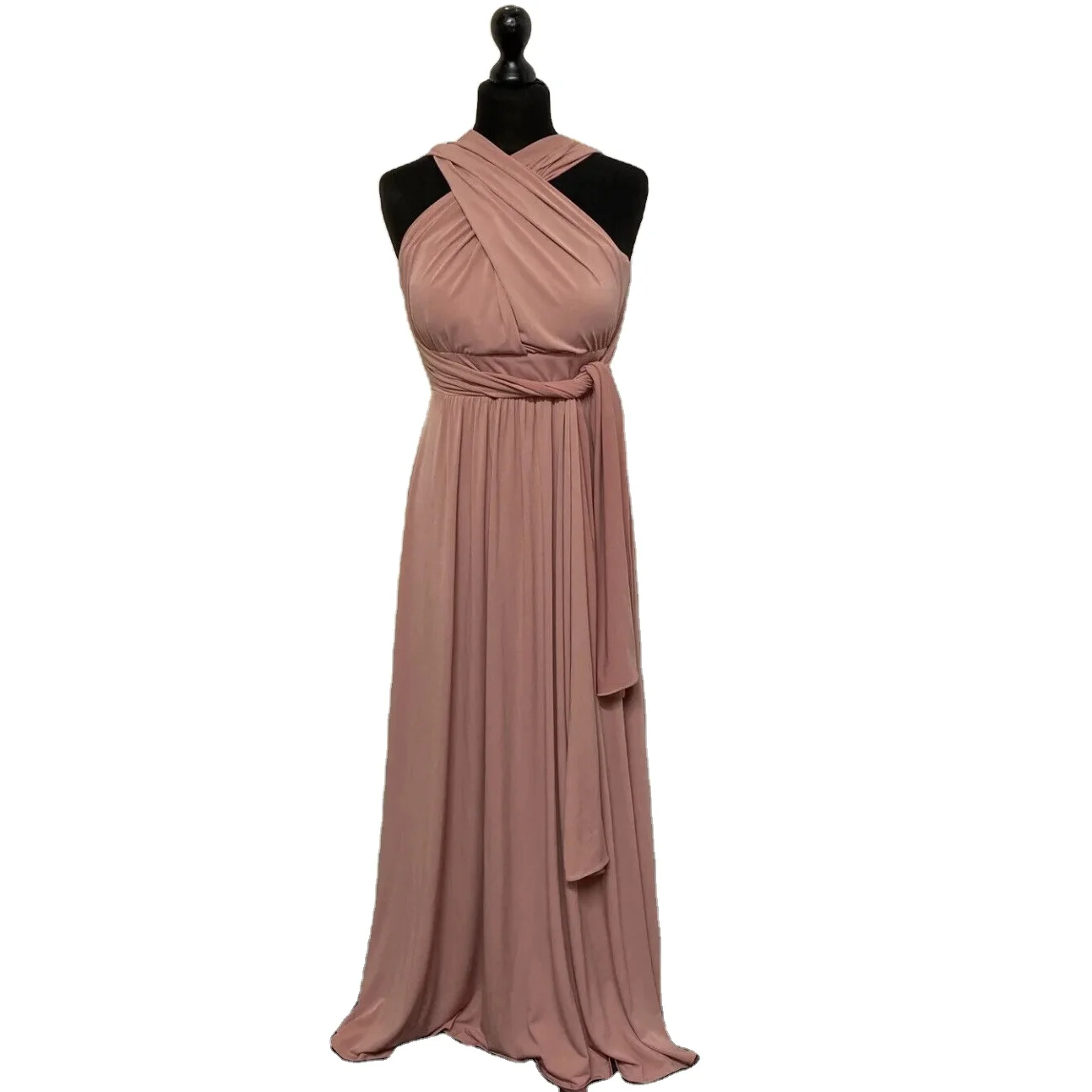 15153# Various Ways To Wear Simple Sleeveless Spaghetti Straps Bridesmaid Dress Backless Sheath Evening Prom Dress Custom Made