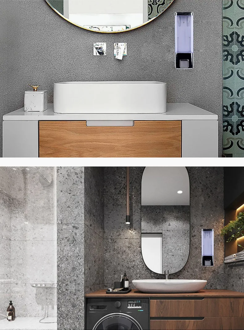 Plastic Bottle Top Dispenser Brush Wall Mounted Double Soap Dispenser for Shampoo Sink Leelongs ABS Plastic Graphic Design Oem