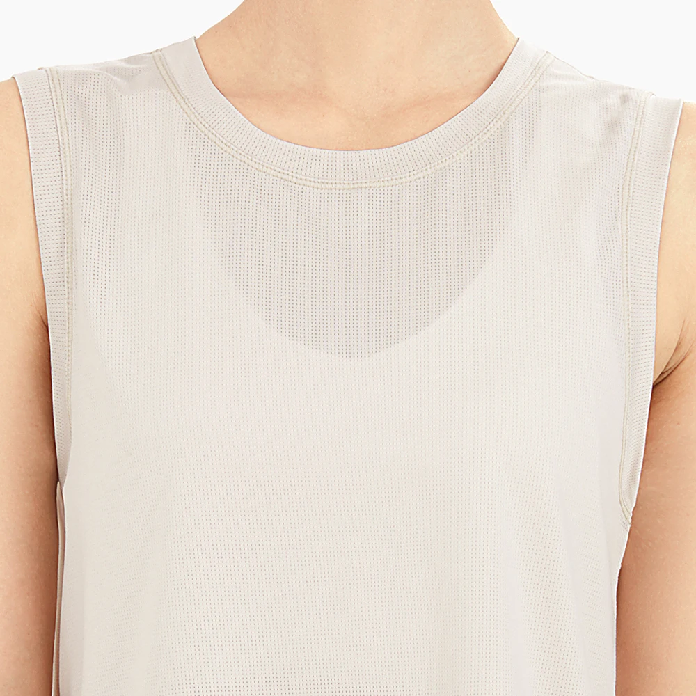 Wholesale Women Custom Logo Curved Hem Gym Wear Vest Ladies Training Tank Mesh Net Sleeveless Breathable Shirt Tops