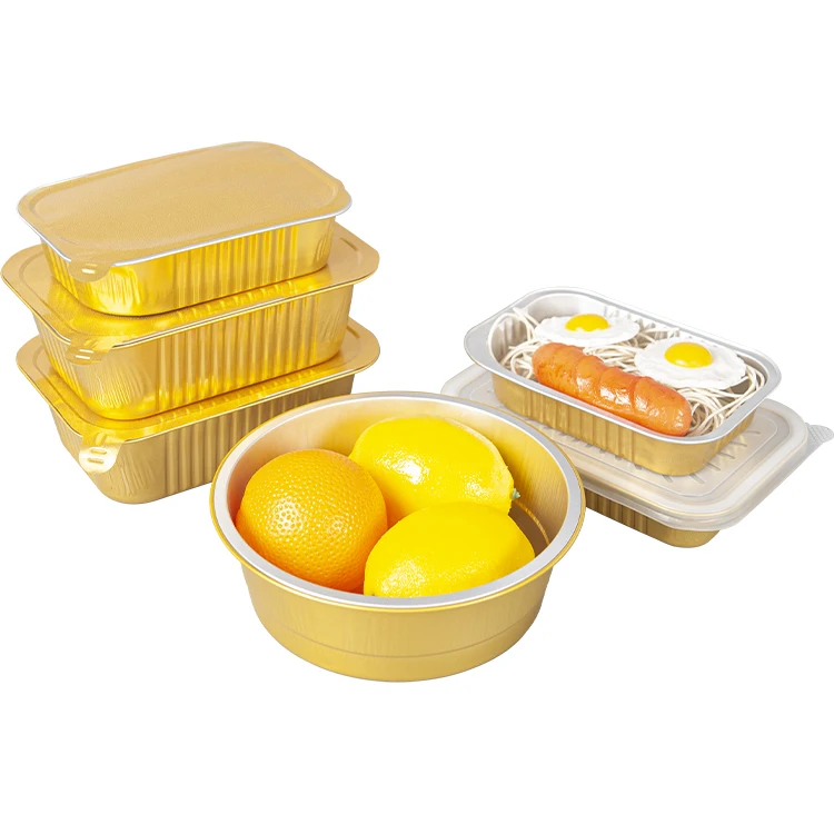 Hot Sale Oem Logo Aluminium Foil Restaurant For Food Packing Disposable Takeaway Metal Foil Tray Small Aluminium Foil Container