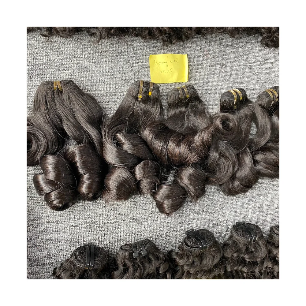 Cheap price 100%  Vietnamese  raw hair double drawn Double Machine Weft Loose Bouncy Curly Hair