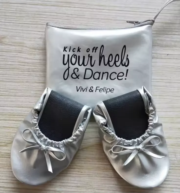 Foldable flats wholesale wedding party gift women shoes and matching bag