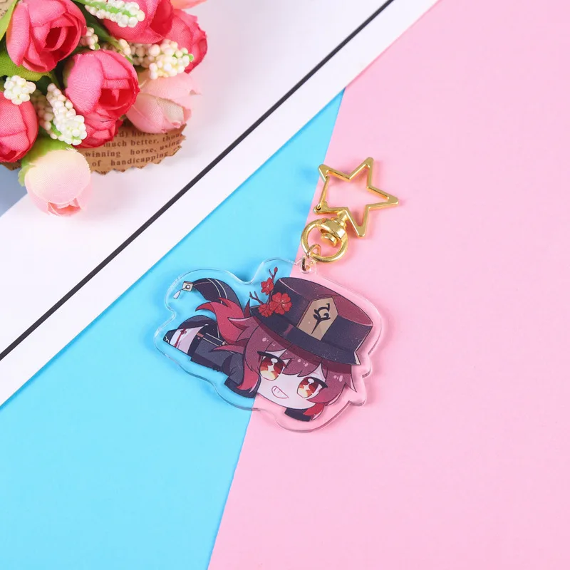 2022 New Cartoon Anime Acrylic Keychain Wholesale Transparent Double Layer genshin impact keychain