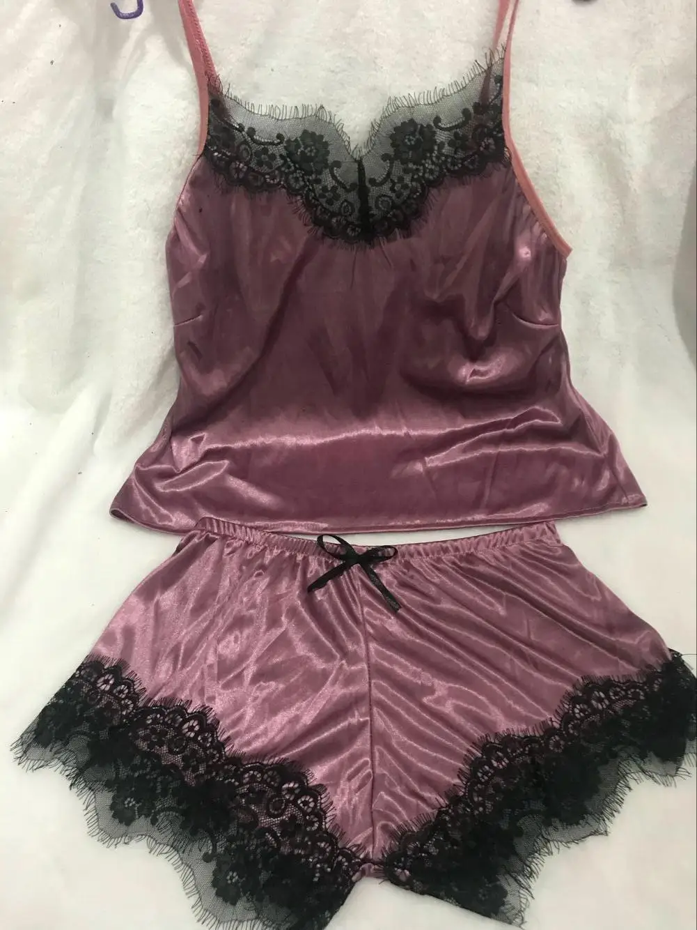 2024 New Pajamas Silk 2 Piece lingerie set factory wholesale women nighty sexy two pieces lingerie dress