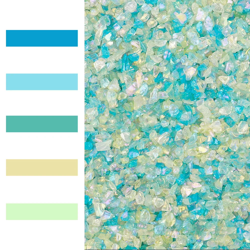 Wholesale Many Colors Crushed Glass Glitter Irregular Chips Sprinkles Metallic Chunky Glitter Stones for Resin Art Nail Crafts