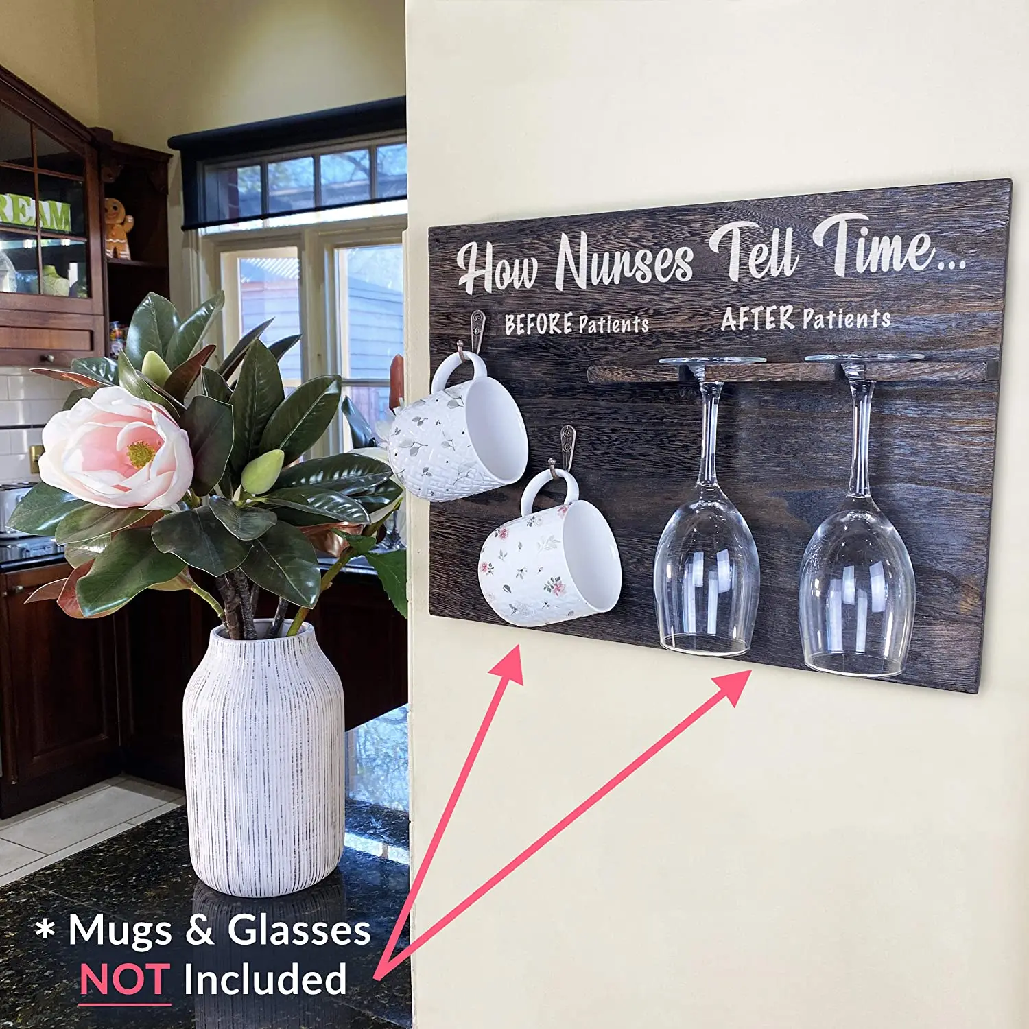 
gifts for nurses home decor Mail Holder for Walls Our How Nurses Tell Time wood coffee mug holder wall mounted 