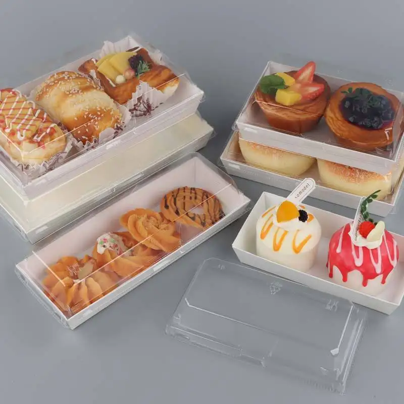 Sandwich Hamburger Bread Hot Dog Box Lid Disposable Cake Box Custom Kraft Paper with Clear Plastic Cake Packaging Cupcake Boxes