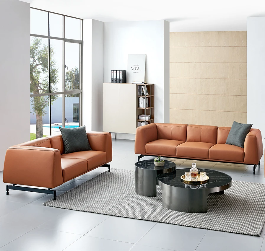 Italian Design Home Furniture Simple Luxury Design Living Room Furniture Leather Set of Sofa for Hotel