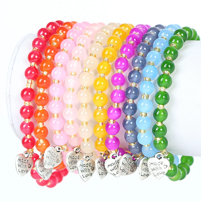 Wholesale glass beads crystal bracelet color cabochon cristal stones custom charms bracelets women