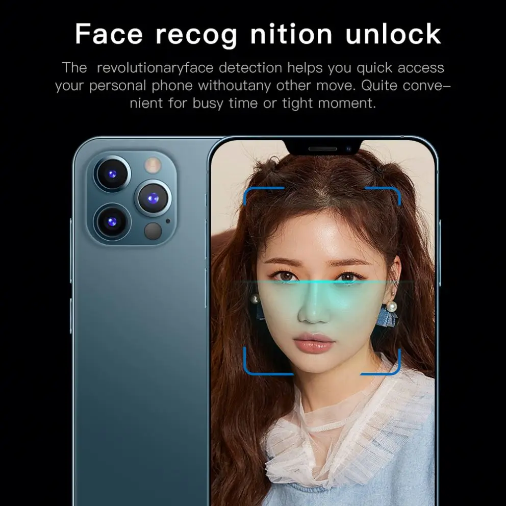 Wholesale   I12 Pro Max High-Definition 6.7Inch Face Recognition Smartphone 12GB+512GB Long Standby Time Android Mobile Phone