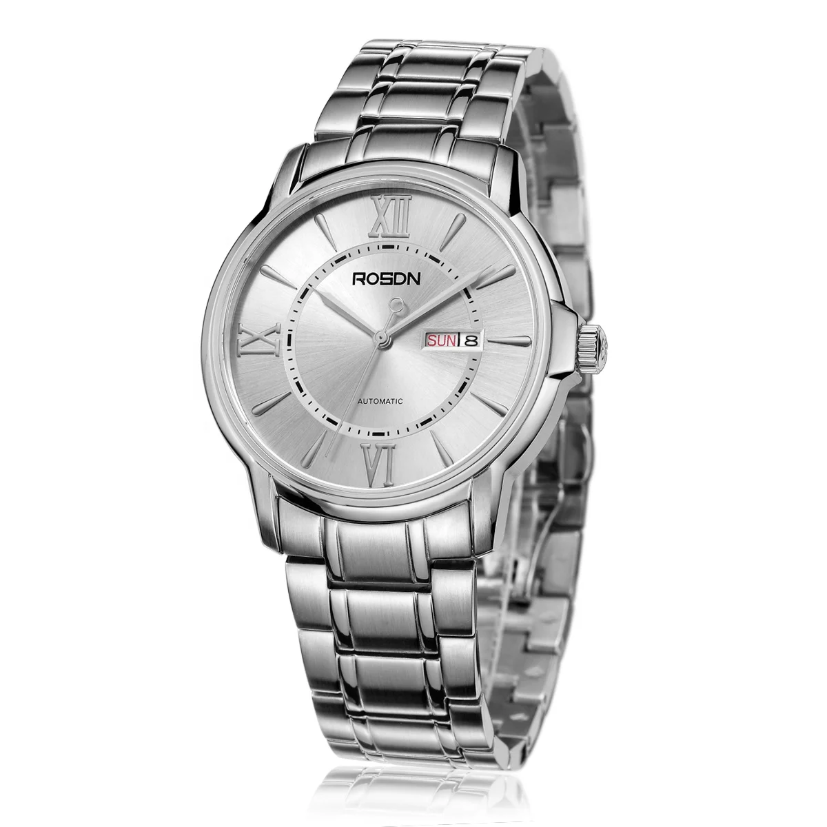 
Mens GMT Timepiece 9041Automatic Movement Solid Steel Band Watches 