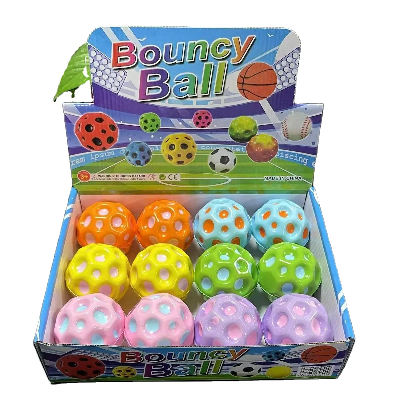 Wholesale custom box 12 a box of high bounce ball 60mm color high quality elastic handball Super high bounce rubber handball