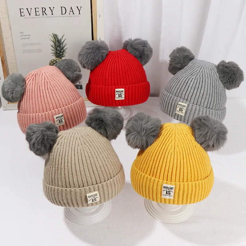 High quality unisex winter custom pom pom newborn baby knitting toddler knit hat beanie