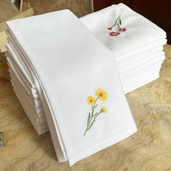 High Quality Custom Linen Embroidered Napkin Washable Table Cloth for Family Family Dinner Wedding Party
