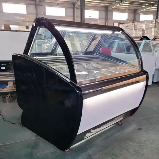 12/14/16/18 Pans OEM Ice Cream Display Popsicle Freezer Showcase Glass Door Gelato Display Case With 1/3 GN Pans