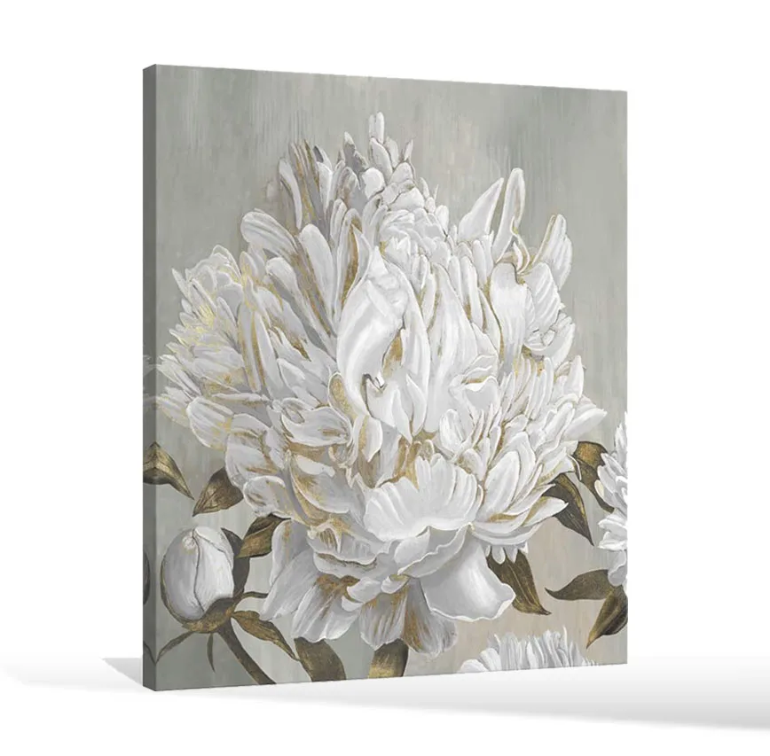 Factory quick custom canvas flower oil paintings with frames for home wall decoration canvas print