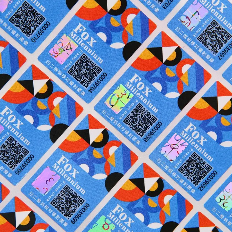 anti-counterfeiting security printing silver 3D Holographic Qr Code Label Hologram design With Barcode Security Label Sticker