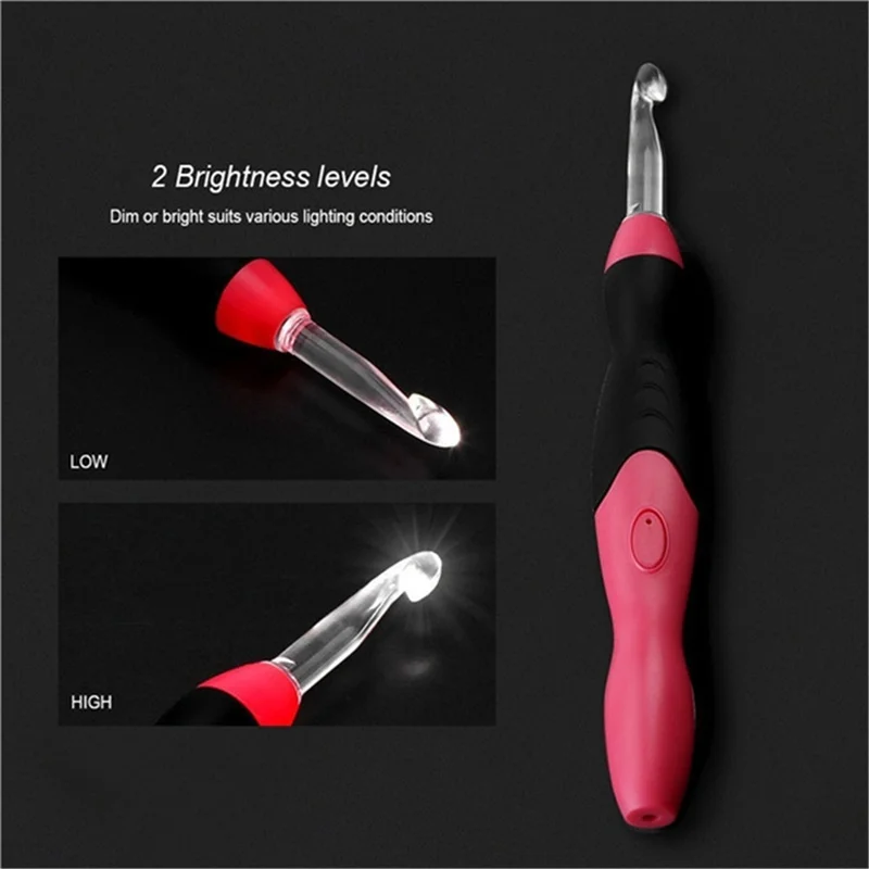 9 In 1 Light Up Crochet Hooks Knitting Needles USB Rechargeable LED Knitting Tools DIY Weaving Sweater Sewing Accessories