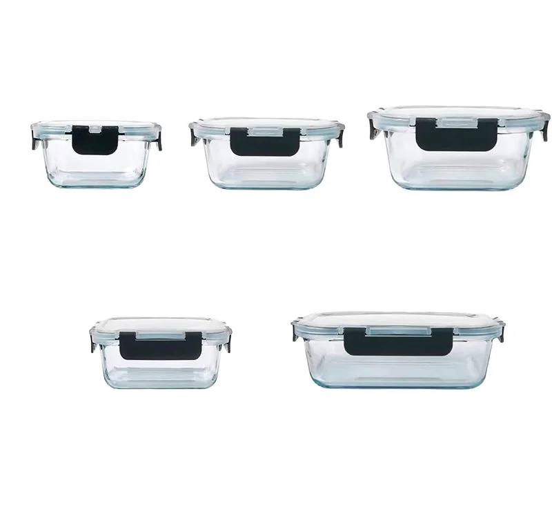 Hot Selling Glass Food Containers Rectangle Clip Lif Airtight Containers Kitchen Accessories Lunch Box for food storage
