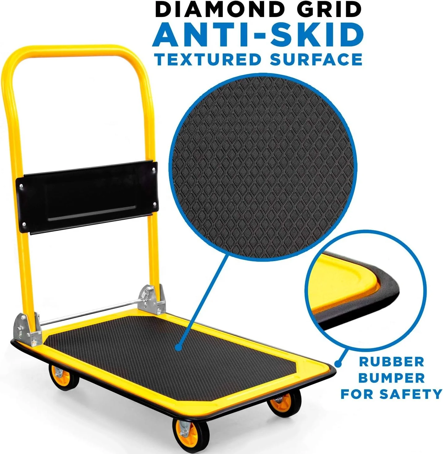 Platform Truck,Push Cart Dolly,330lb Weight Capacity,Foldable Flatbed with Swivel Wheels,Rolling Trolley Cart, Foldable, Flat