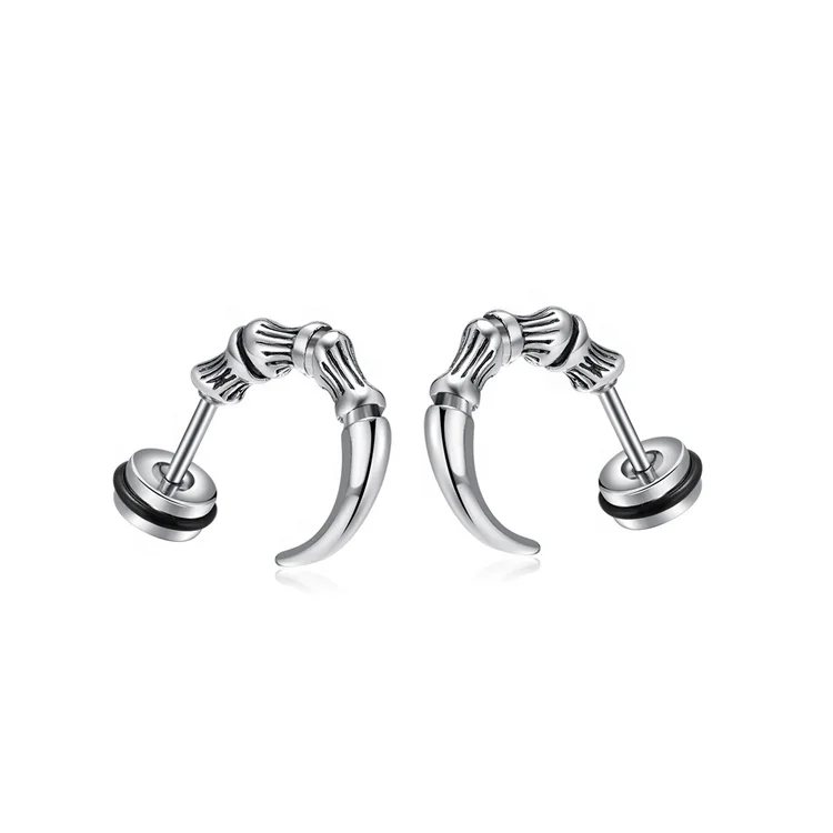 Unique High Quality Jewelry Design Finger Bones Shape Earrings Jewelry Unisex Earring Stainless Steel Stud Earrings Wholesale