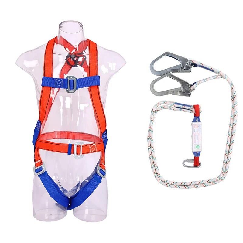 Fall Protection Equipment Outdoor Climbing Protection Full Body Safety Harness with shock absorbing lanyard