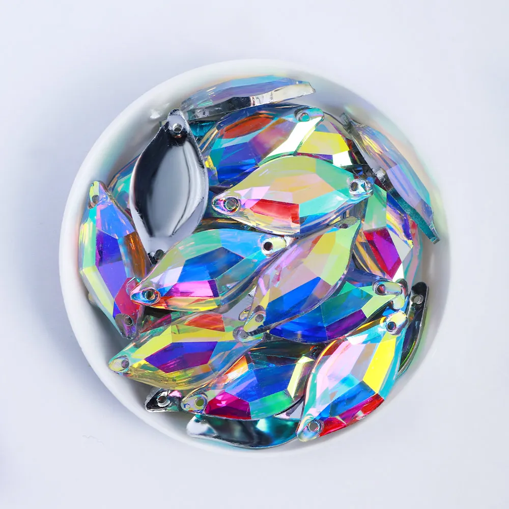 Fashion Forward Factory Direct Sale Resin Crystal AB Mermaids Resin Sew On Rhinestone Flatback Multi Sizes For Garment