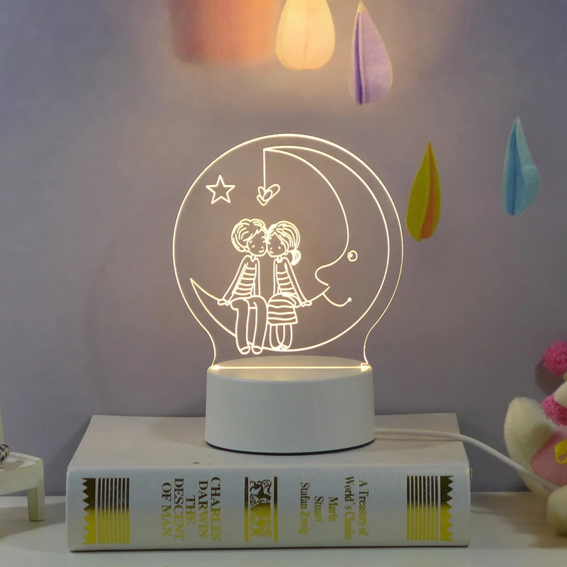 3D стерео ночной Светильник мечта мини настольная лампа спальня кровать Скрытая головка