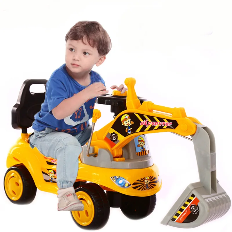 Excavator Digger Construction Vehicles, Pretend Play Ride On Excavator Sliding Tractor Ride On Bulldozer Truck For Kids//