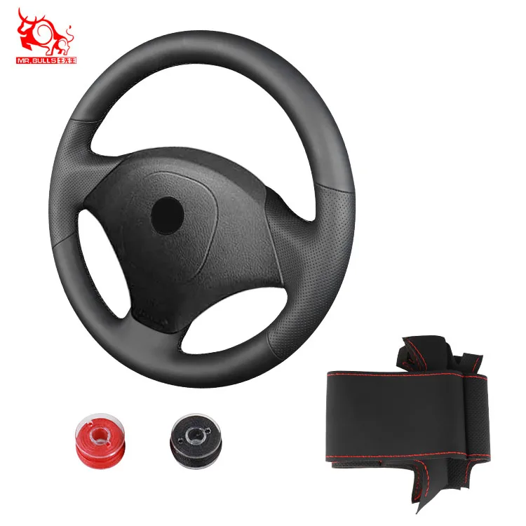 Beige Microfiber Leather Steering Wheel Cover Sports Pvc Leather Tassel Leather Car Seat Covers Customized Color for Fiat 500