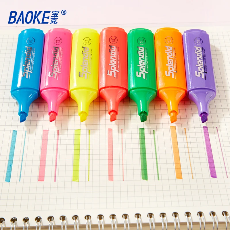 High Quality Pvc Mini Highlighters Gel Solid Highlighter Marker Painting Underlining Writing Bright Color Highlighter Pens