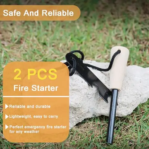 Magnesium Fire Stick Fire Starter rod 2 in 1 flint Camping Hiking Hunting Emergency Rescue