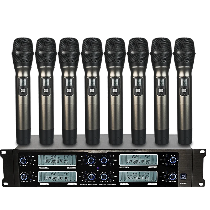 EPXCM/TP-6008 Wholesale High Quality professional UHF 8 channel  wireless lapel Lavalier mic 8 wireless Headset microphone