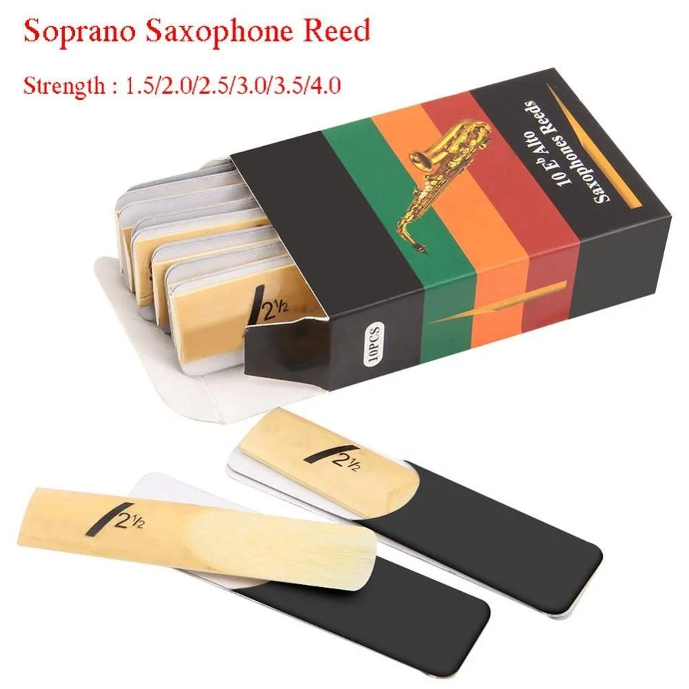 
10pcs Alto Saxophone Reeds Strength 1.5 2.0 2.5 3.0 3.5 4.0 Eb Tone Sax Instrument Reed for Beginners Woodwind Instrument Parts 