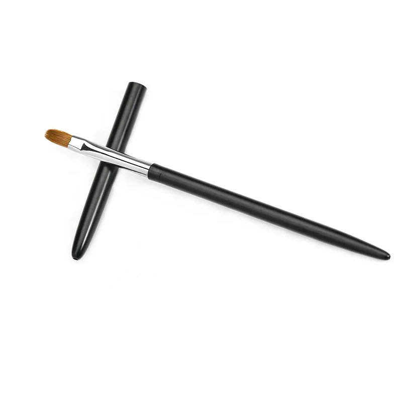 wholesale classic black metal handle kolinsky soft hair oval gel nail art brush with private paper box