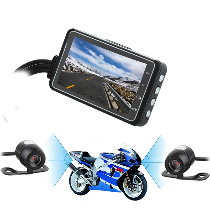 3inch sports dv 720p dual lens Parking Mode G-sensor waterproof motorcycle dash cam 2 channel Motorbike dvr camera