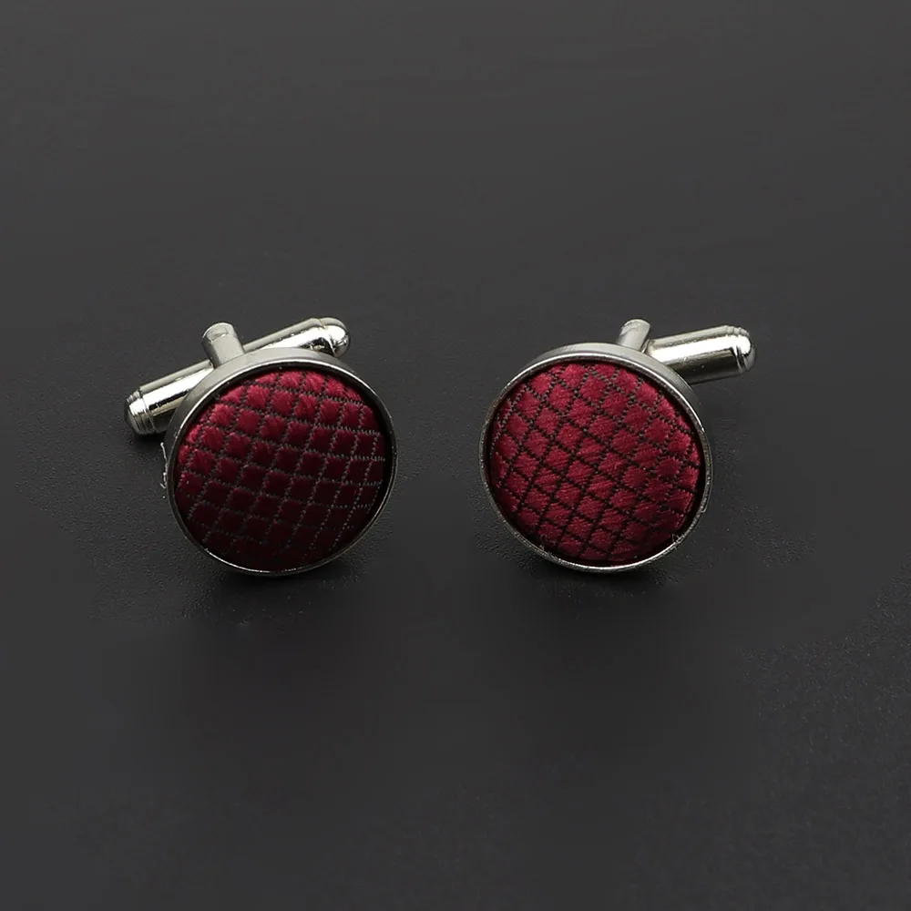 Classic Fashion Dots Solid Polyester Check Design Cufflink For Mens Brand Cuff Buttons Cuff Links High Quality Jewelry