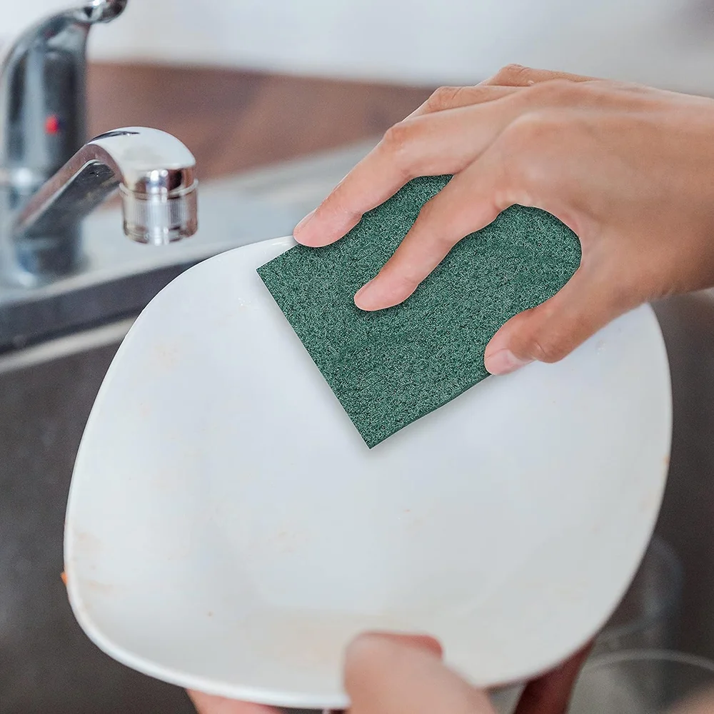 Kitchen Household Cleaning Nylon Fiber Sponge Grease Stains Dish Washing Scrubber Scouring Pads Heavy Duty Cleaning Sponges