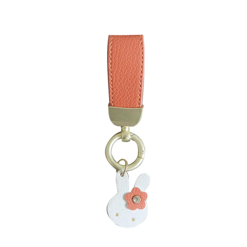 Custom  Logo Macaron Color Key Ring Cartoon Rabbit Pendant Zinc Alloy Trinket Bag Pendant Car Keychain