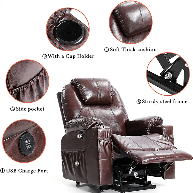 Amazon Wayfair Best Selling Modern Home Power Electric Rise Lift Recliner Single Chair With Heated Massage
