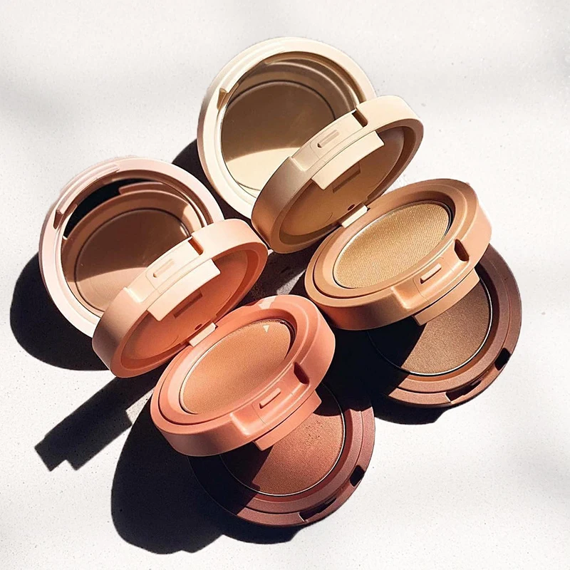 3 в 1 хайлайтер для макияжа светло-темная кожа блестящий оттенок щеки прессованный порошок на заказ румяна веганский розовый контур и