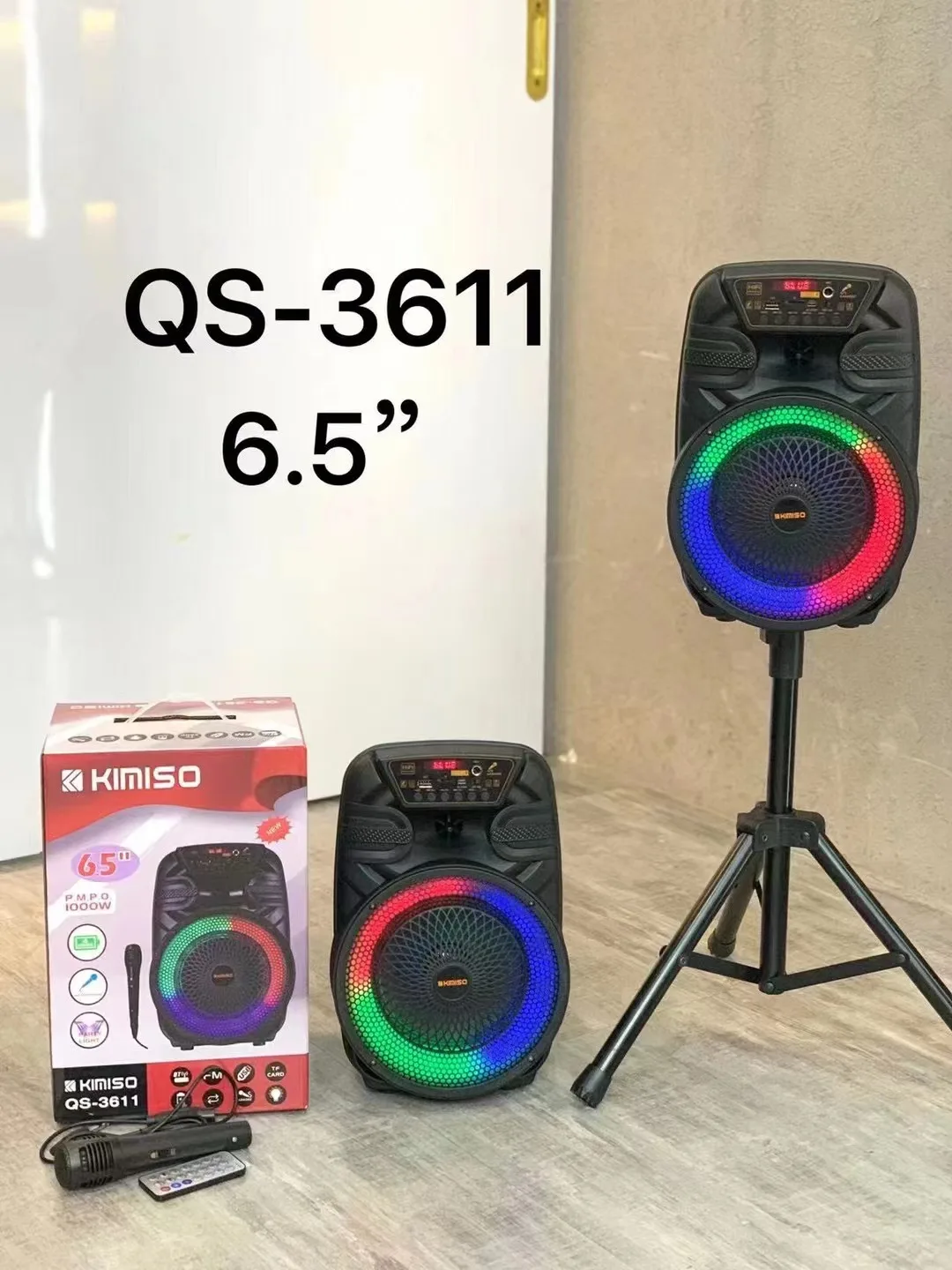 KIMISO QS3611 фабрика готова к отправке производителя 6 5 дюймовый портативный Вечеринка Dj беспроводной динамик на колесиках