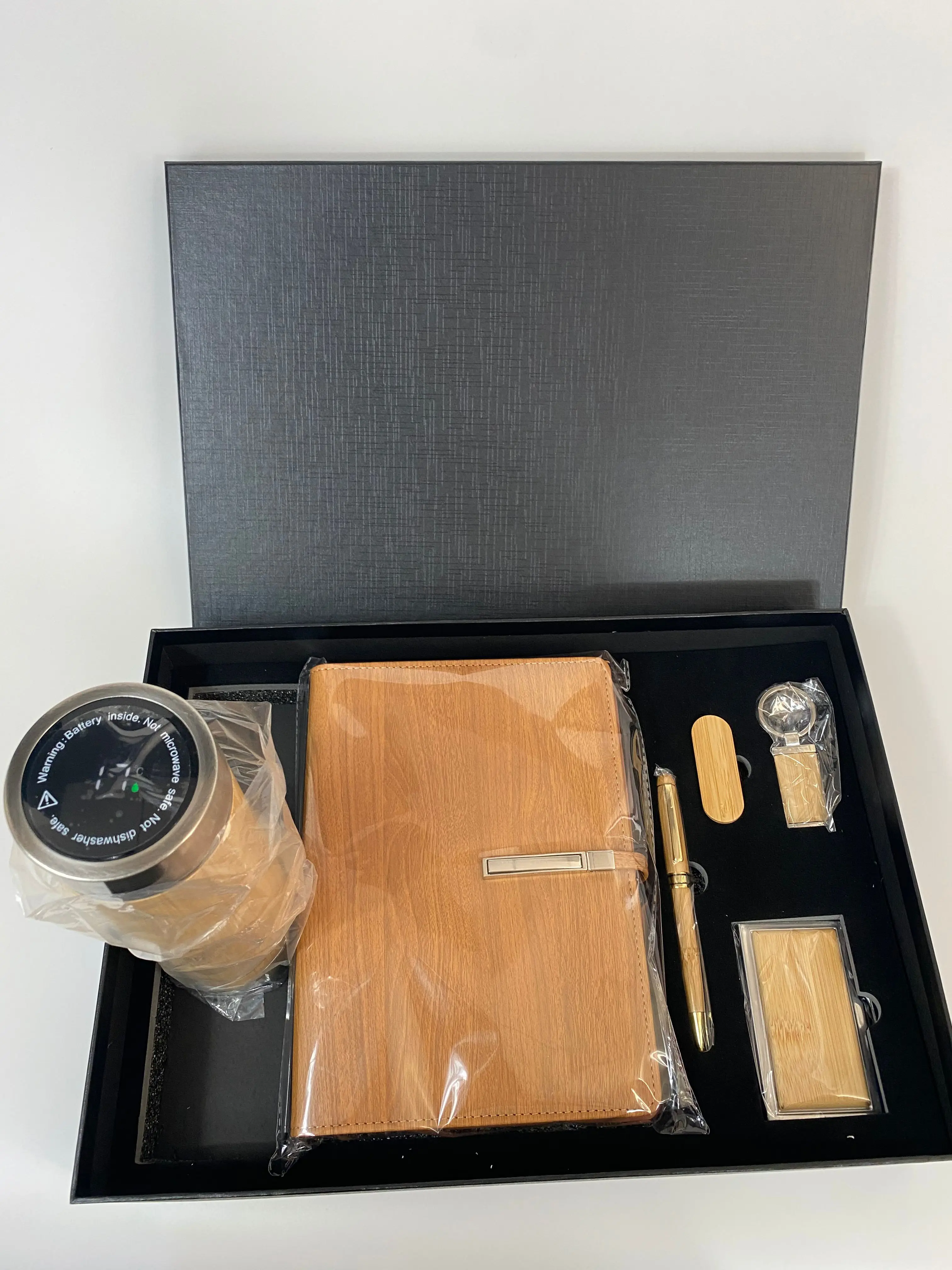 Custom Logo print 6 in 1 enterprise company luxury presents intelligent tumbler pen notebook wedding gifts set for guests