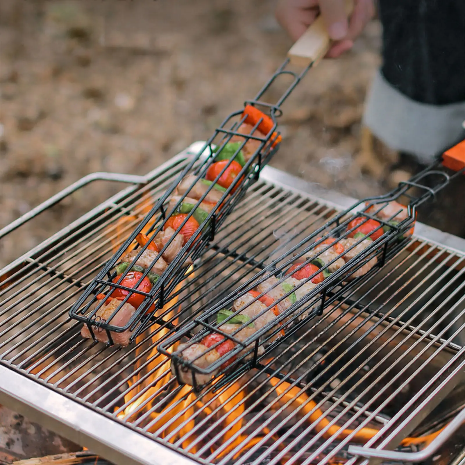 Camping BBQ Grilling Basket Charcoal Grill Grill Tool Picnic