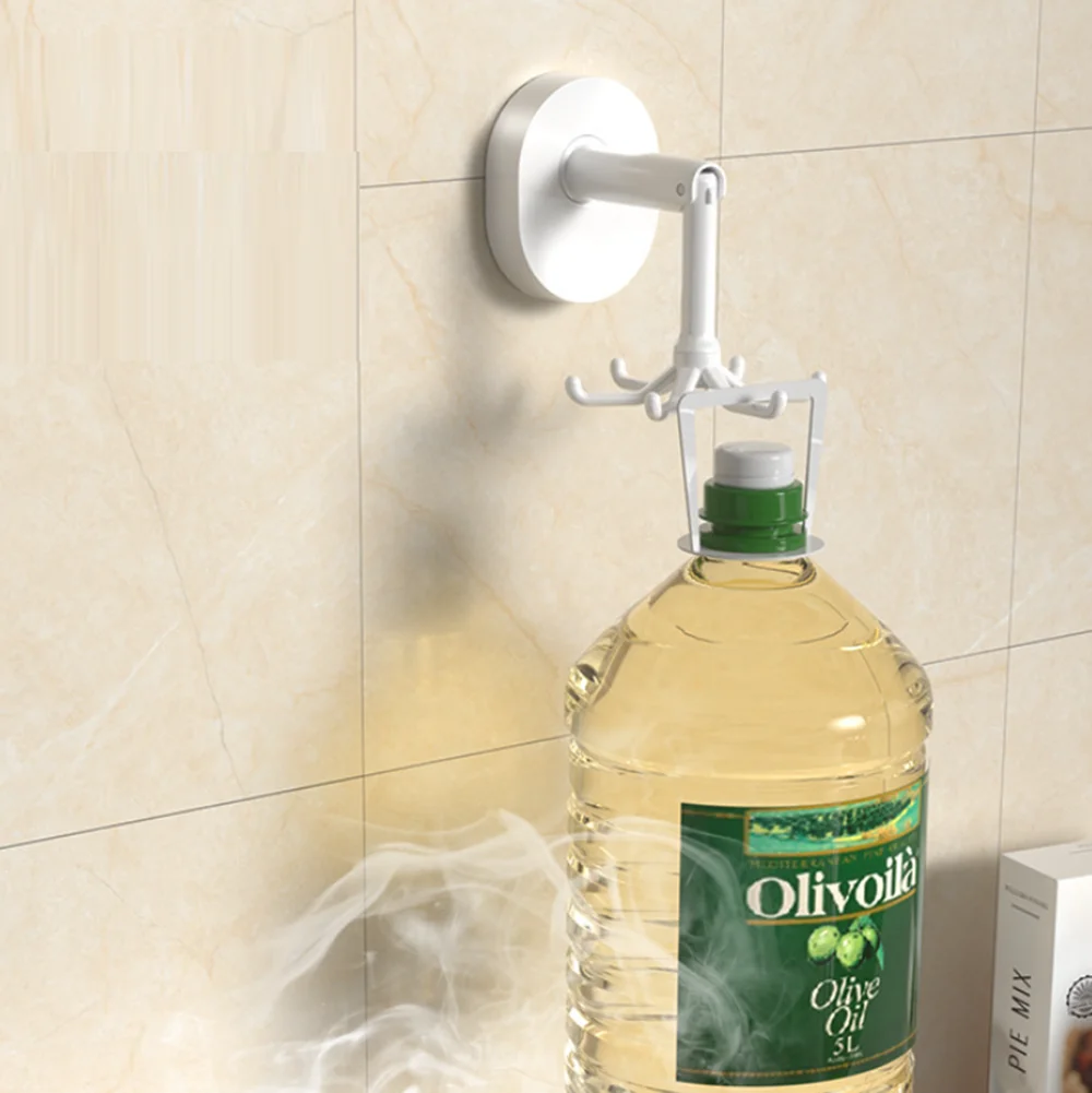 White Multi-purpose Vacuum Suction Cup Kitchen Hanging Hooks 360 Degree Rotating Folding Hook with 6 Hooks for Kitchen Bathroom